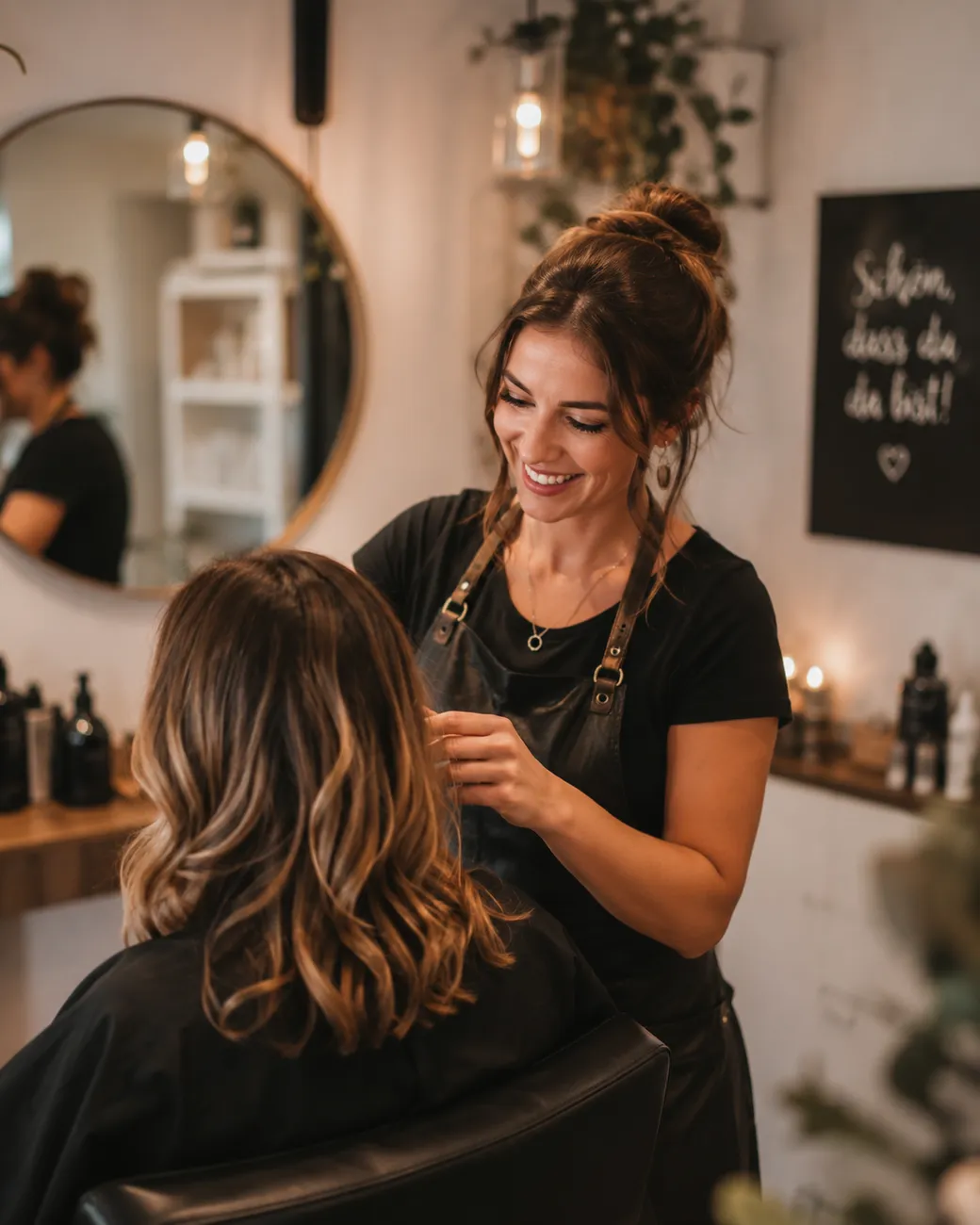 Stylistin bei der persönlichen Beratung im Salon