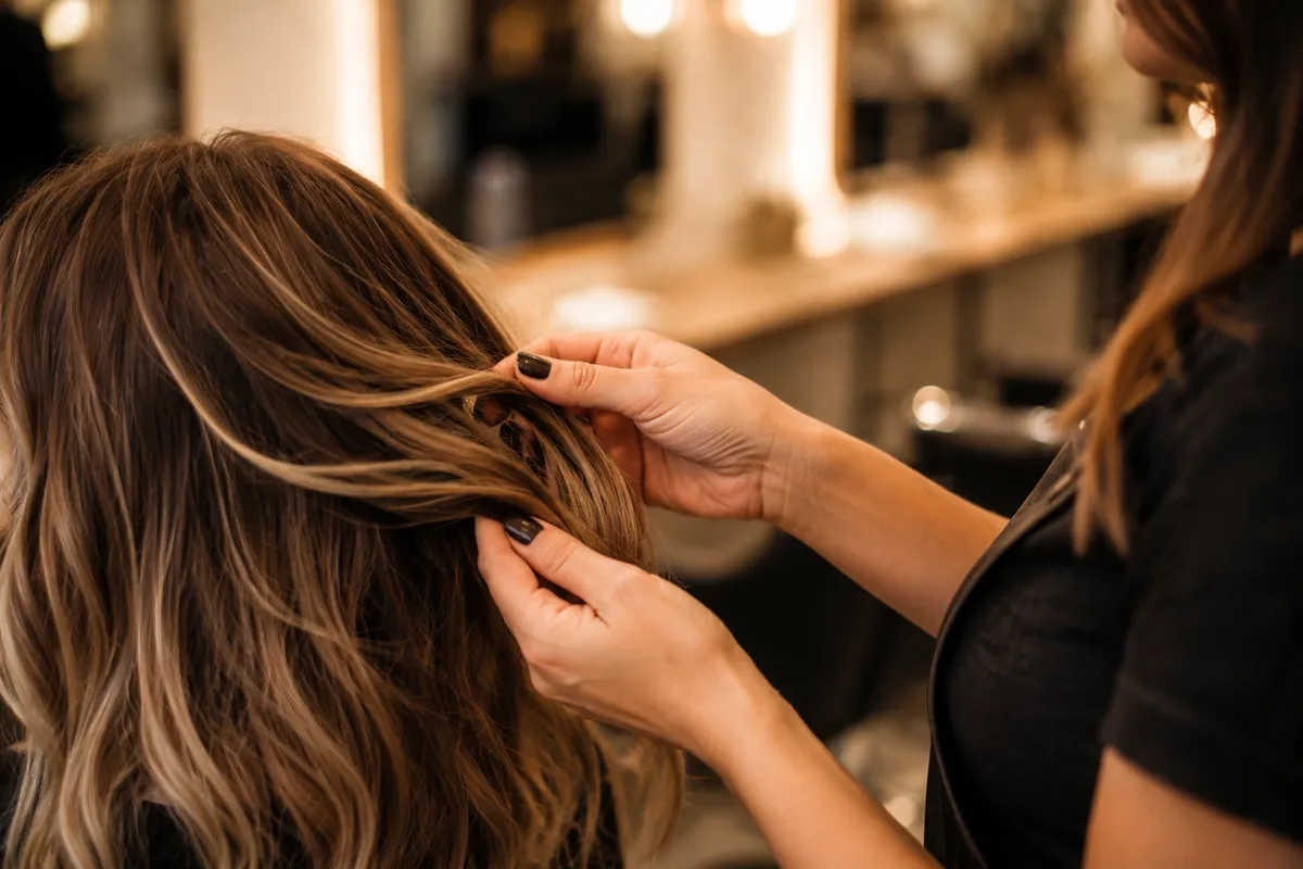 Hände im Haar – Nahaufnahme im Salon